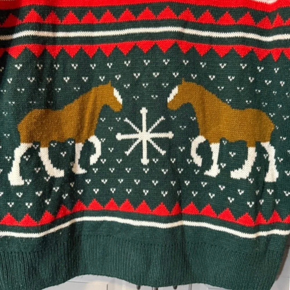 Budweiser Mens Holiday Fair Isle Clydesdale Sweater, Red Green,L - Picture 12 of 12